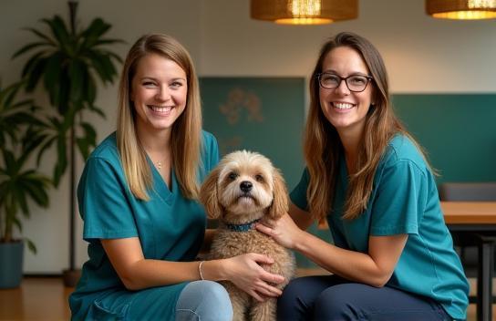 TruePaw Care consultants with happy pets in the Vancouver office